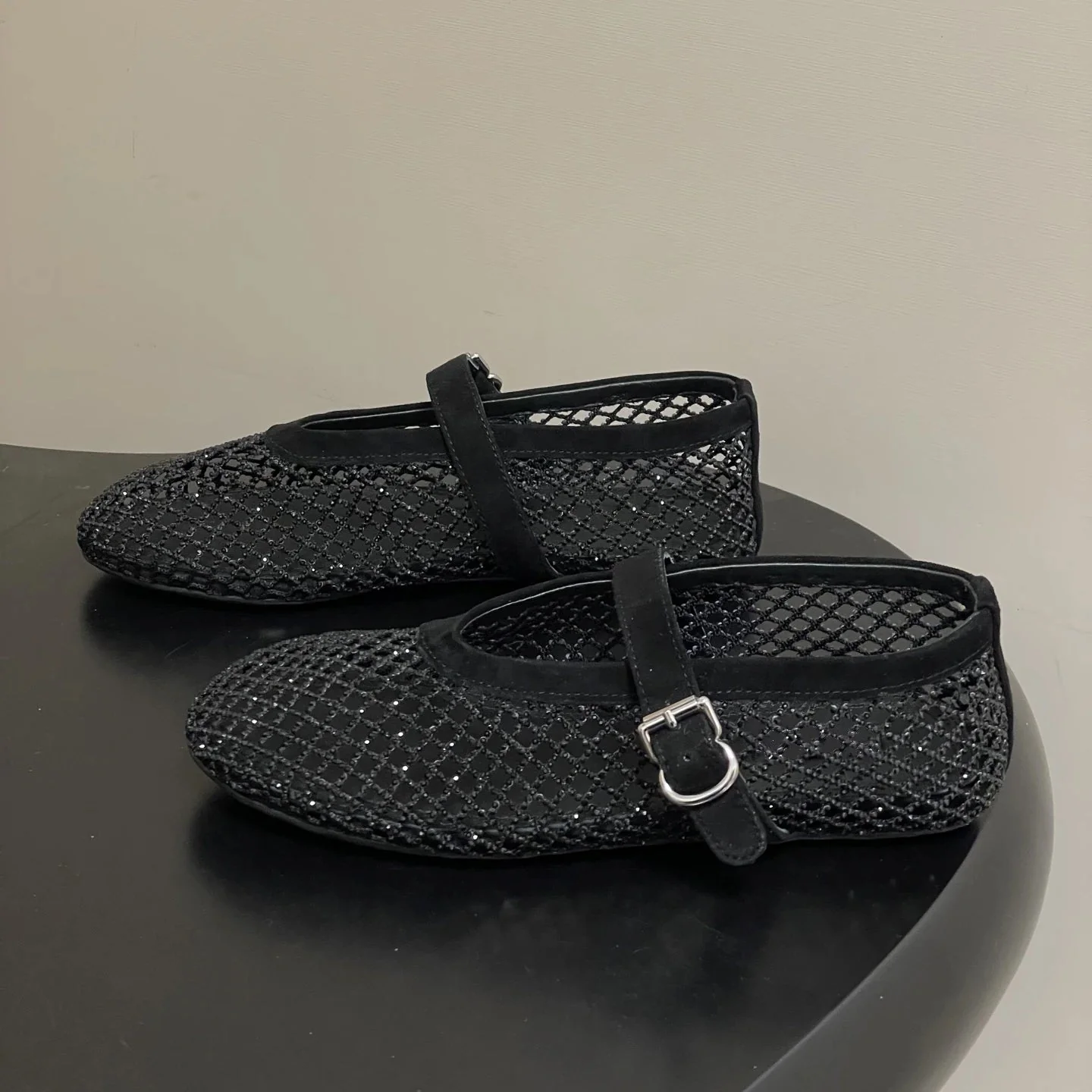 Jessica Rhinestone Mesh Ballet Flats - Image 3