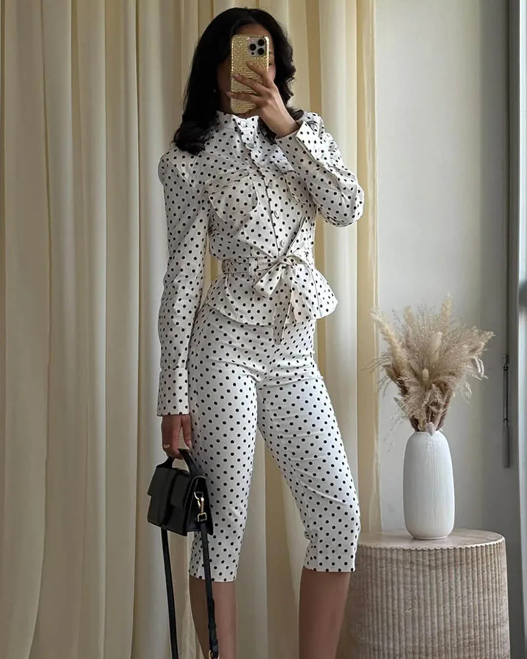 Jia Polka Dot High-Waist Trouser Set - Image 7