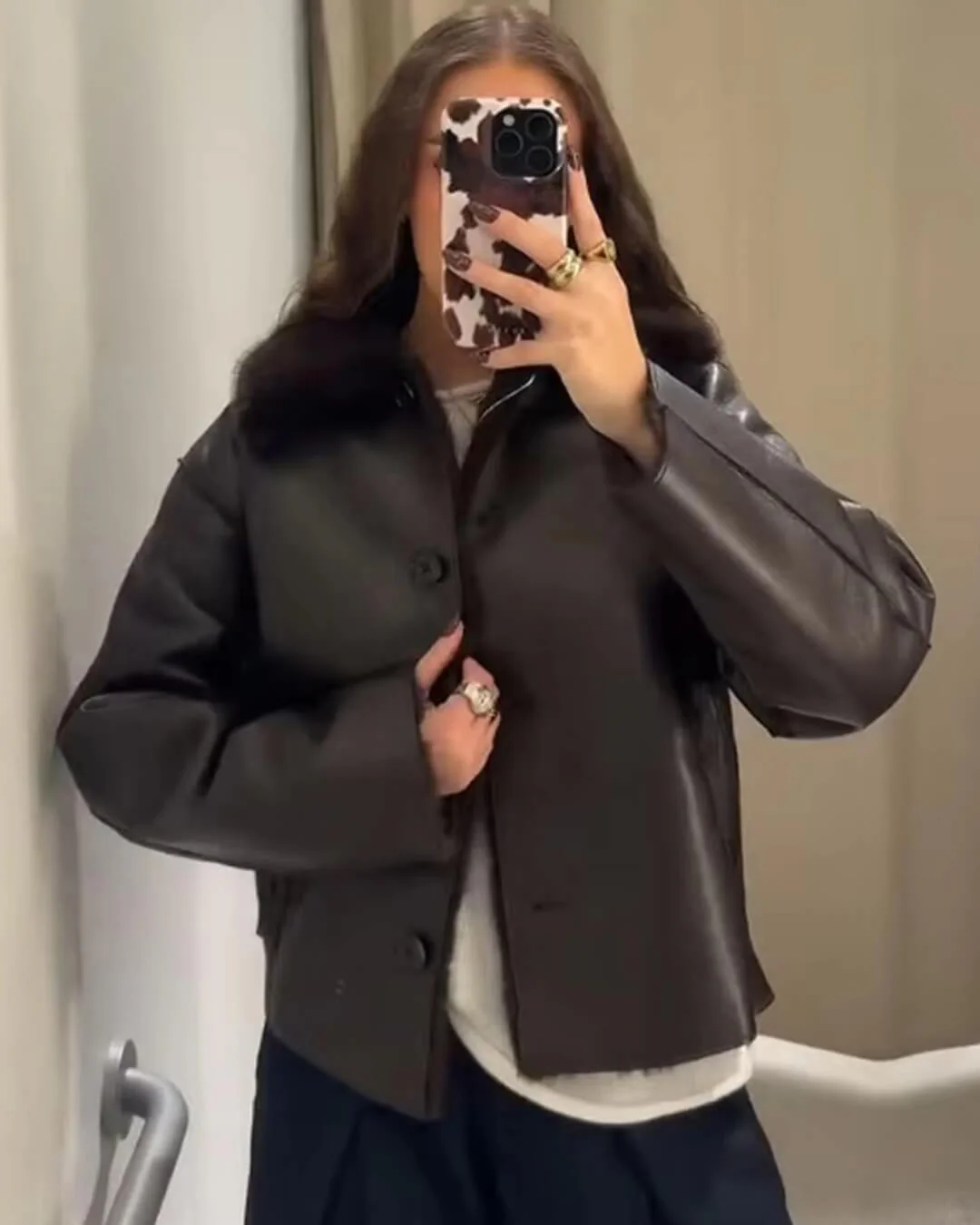 Joana Reversible Faux fur Leather Jacket - Image 3