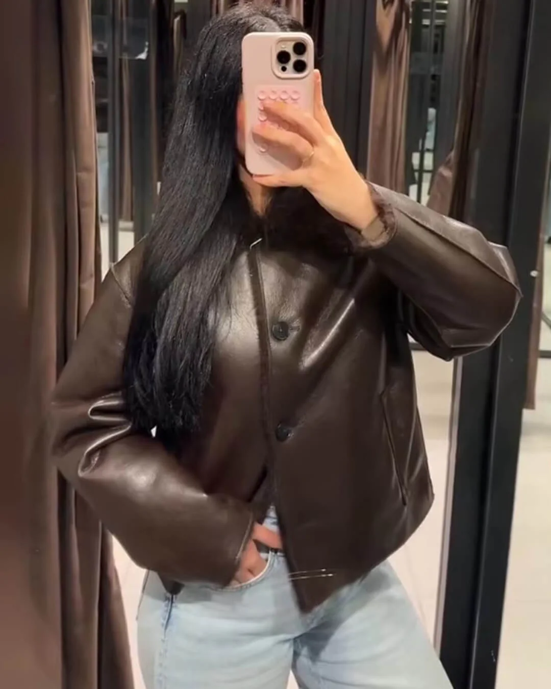 Joana Reversible Faux fur Leather Jacket - Image 5