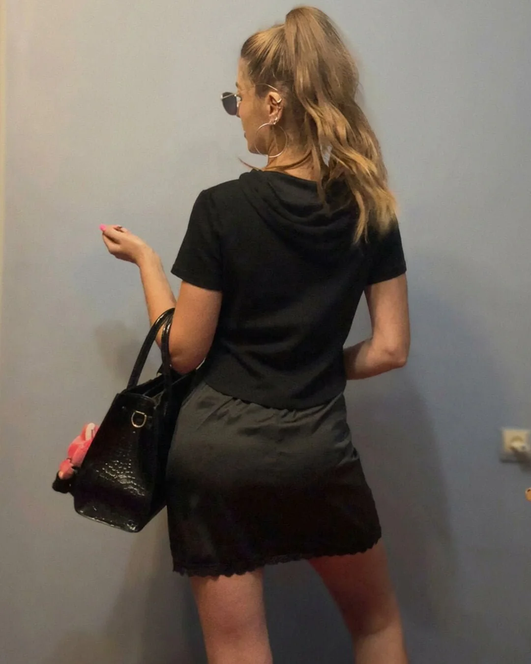 Johana Lace Trim Satin Mini Skirt - Image 7