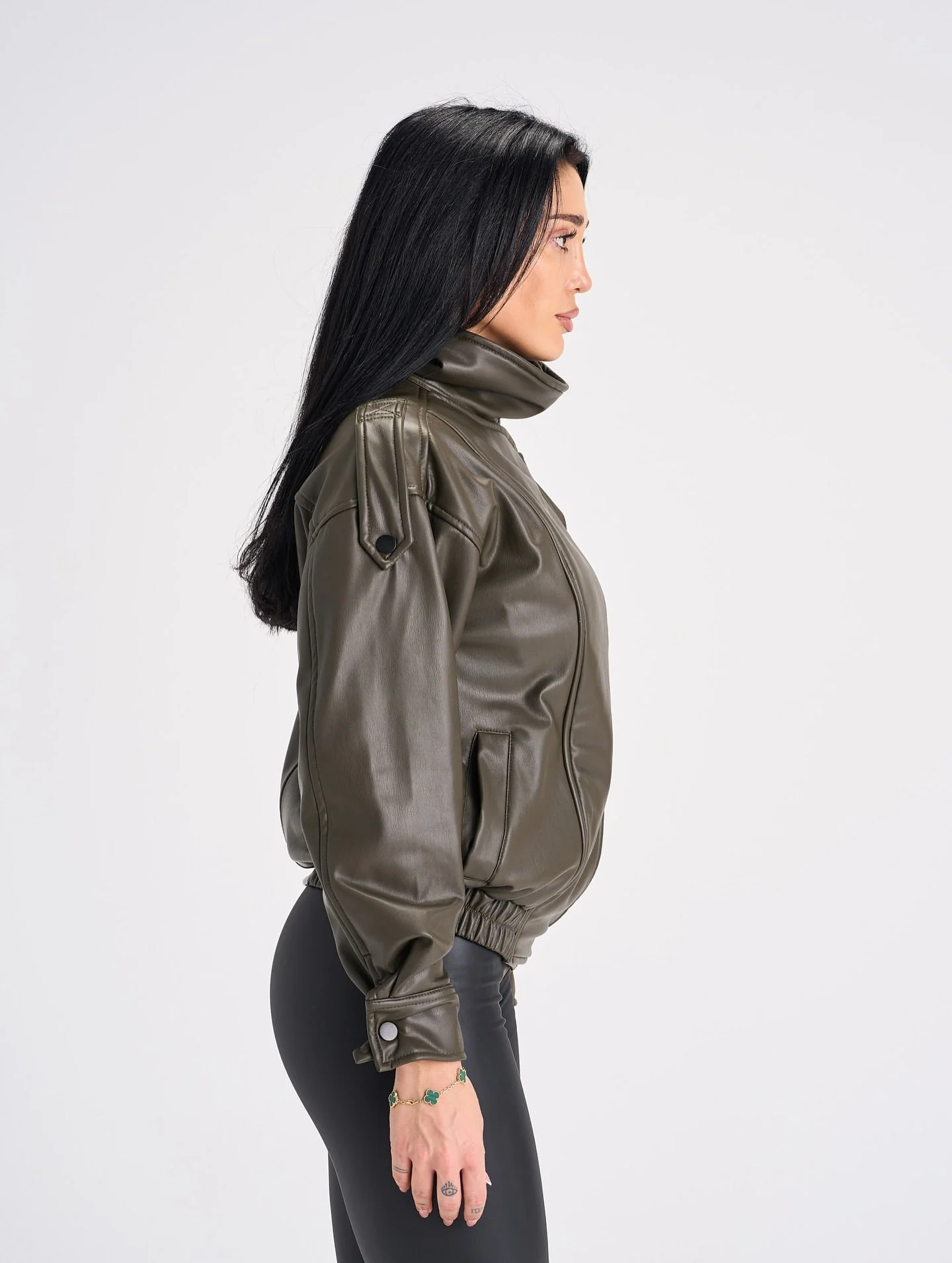 Joyce Asymmetrical Zip Faux Leather Jacket - Image 6
