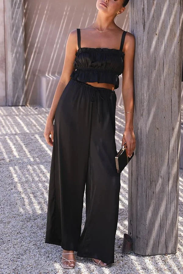 Julianne Ruffle Top Elastic Waist Pants Set - Image 2
