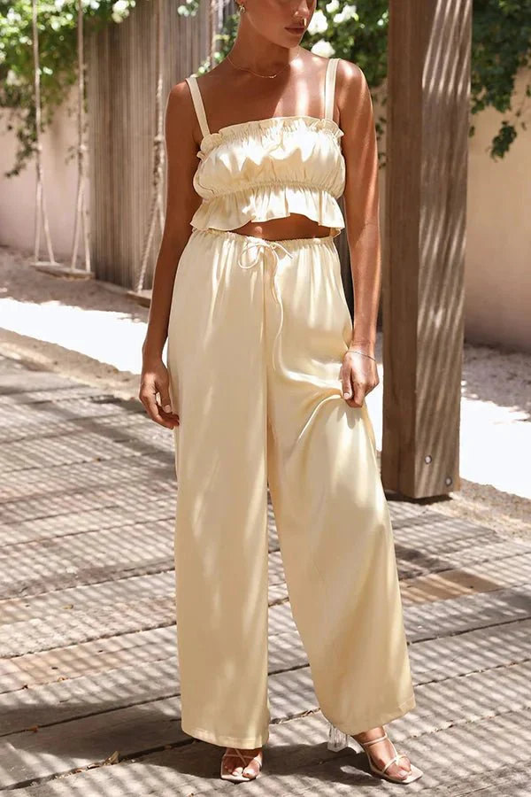 Julianne Ruffle Top Elastic Waist Pants Set - Image 4