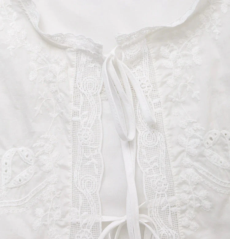 Juvie Embroidered Lace Trim Blouse - Image 5