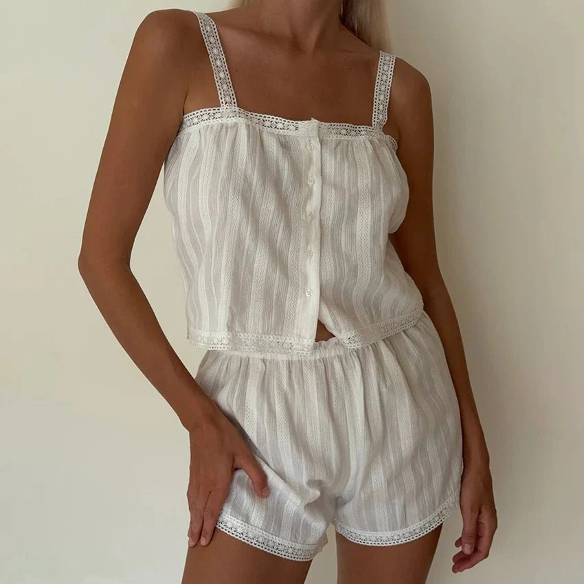 Kaitlyn Lace Trim Pajama Short Set - Image 2