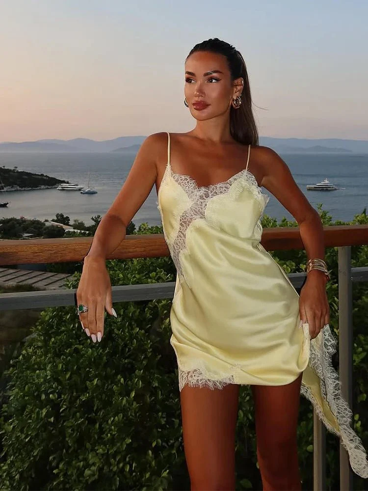 Kara Asymmetric Satin Mini Dress - Image 14