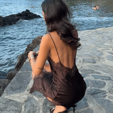 Kara Asymmetric Satin Mini Dress - Image 7