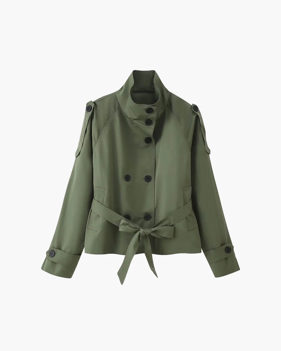Kara Stand Collar Crop Trenchcoat - Image 21