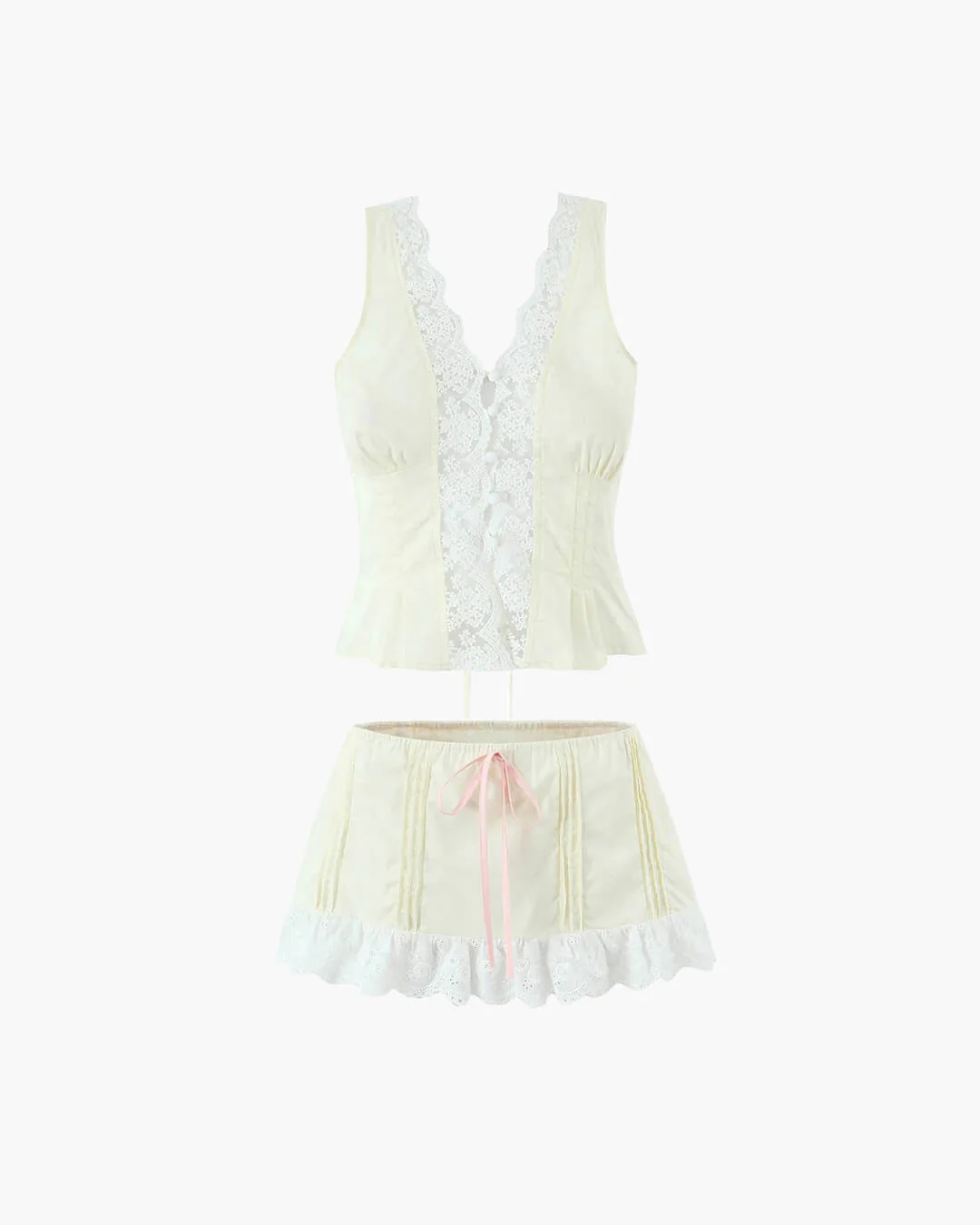 Klarissa Lace Trim Mini Skirt Set - Image 6