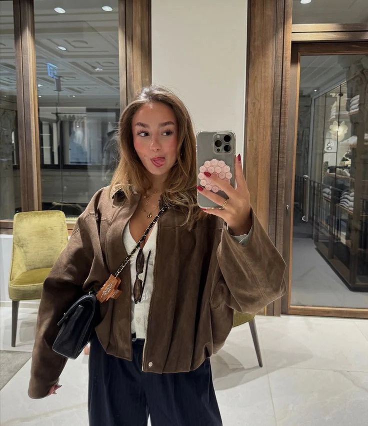 Lara Suede Bomber Jacket - Image 12