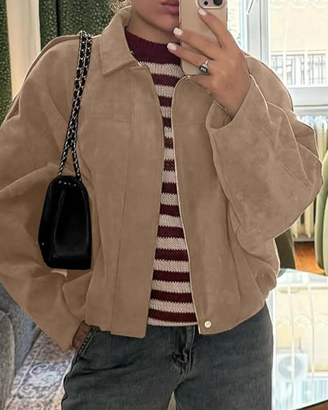 Lara Suede Bomber Jacket - Image 14