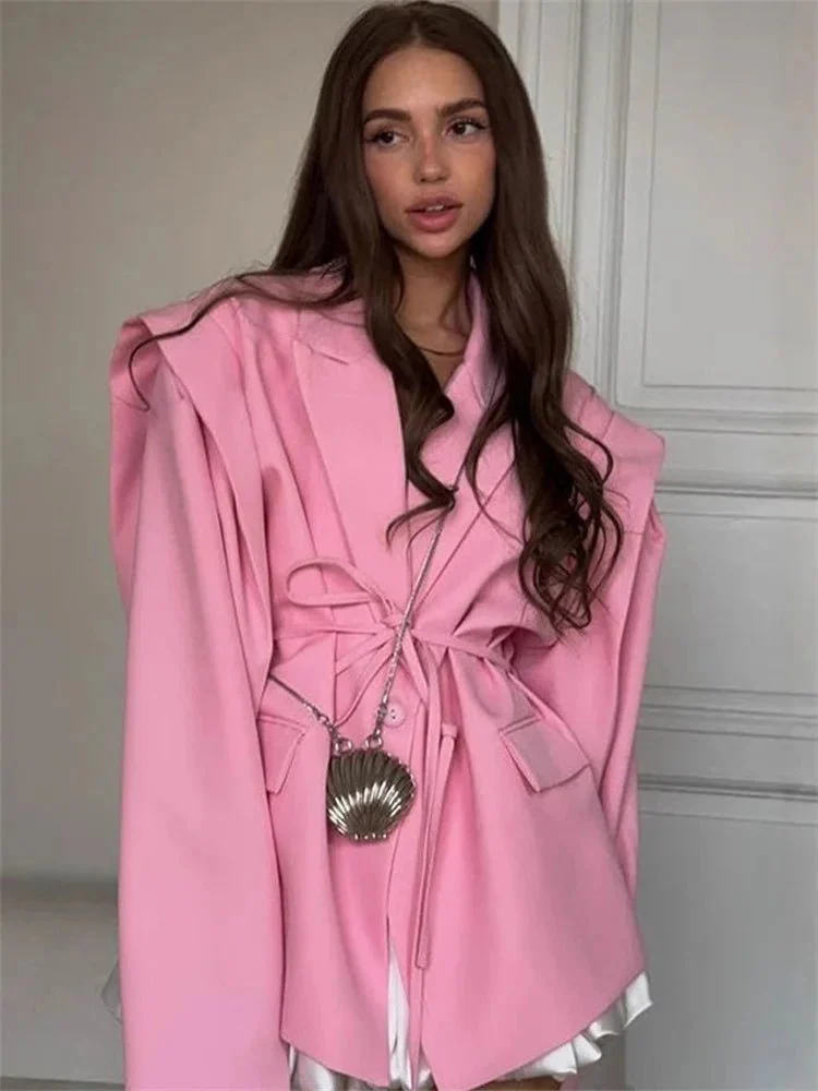 Leandra Wide Sleeves Belted Blazer - Image 3