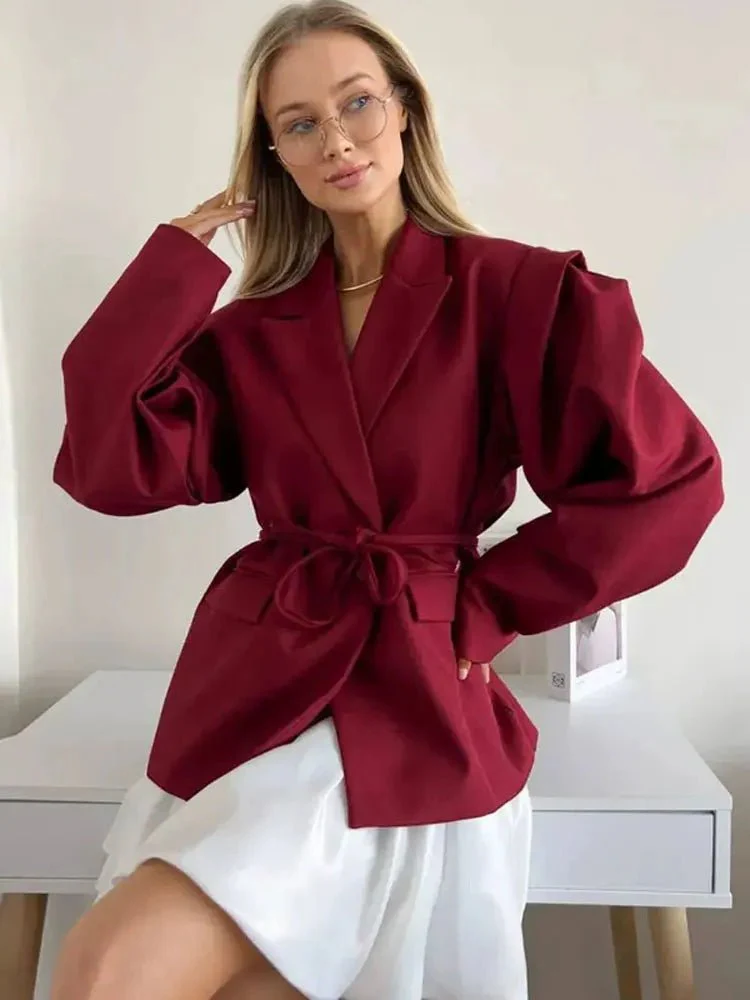 Leandra Wide Sleeves Belted Blazer - Image 4