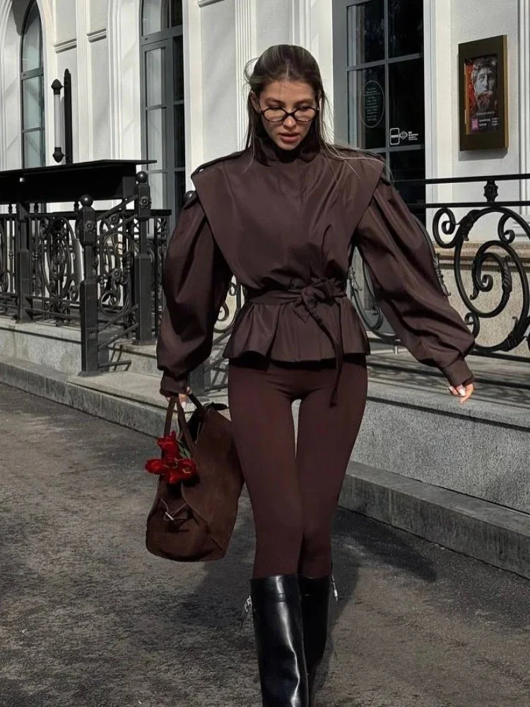 Leizel Lace Up Stand Collar Jacket - Image 3