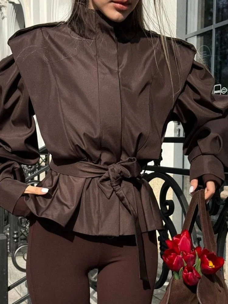 Leizel Lace Up Stand Collar Jacket - Image 4