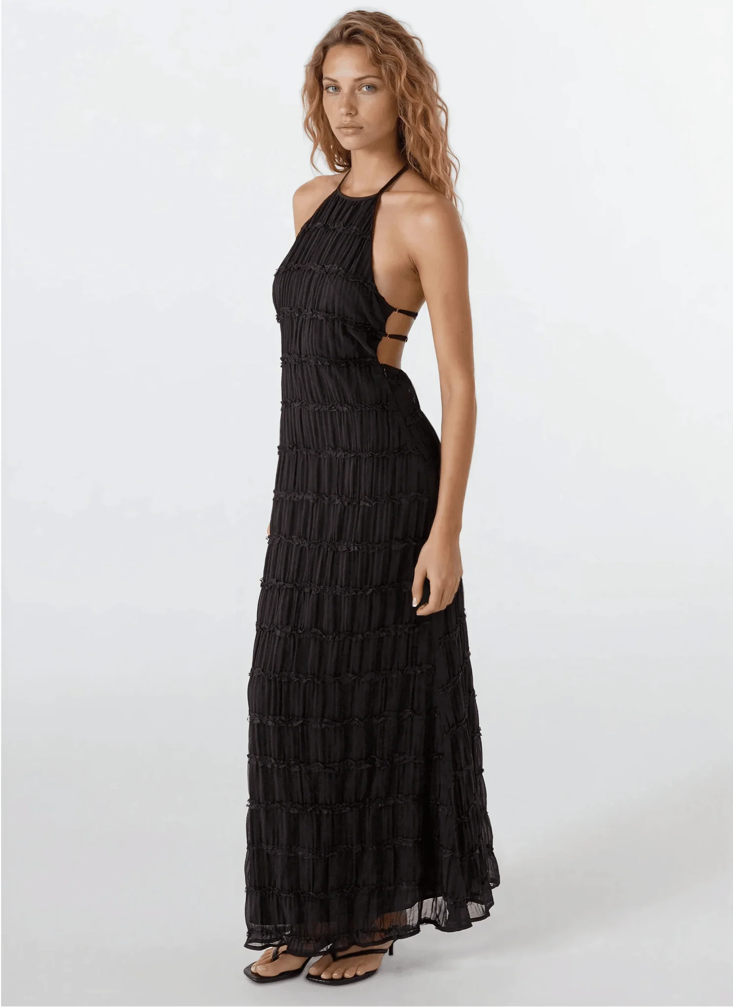 Leslie Backless Sculpted Texture Maxi Dress - Image 5