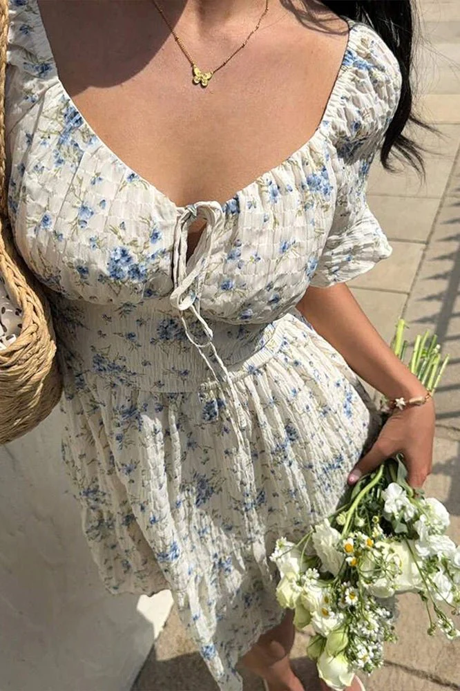 Liliana Floral Lace-Up Mini Dress