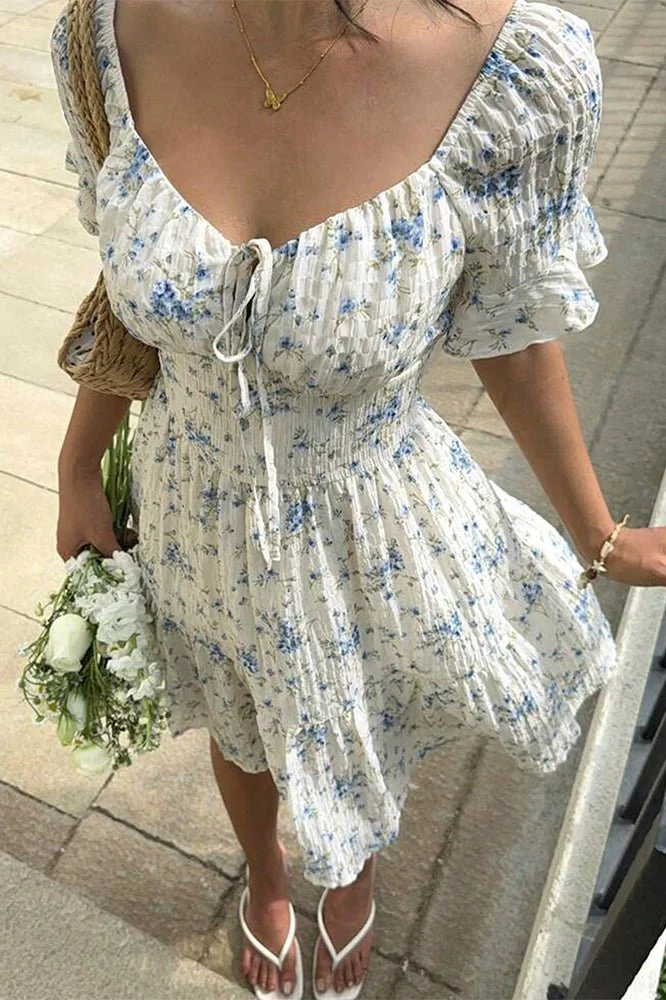 Liliana Floral Lace-Up Mini Dress - Image 2