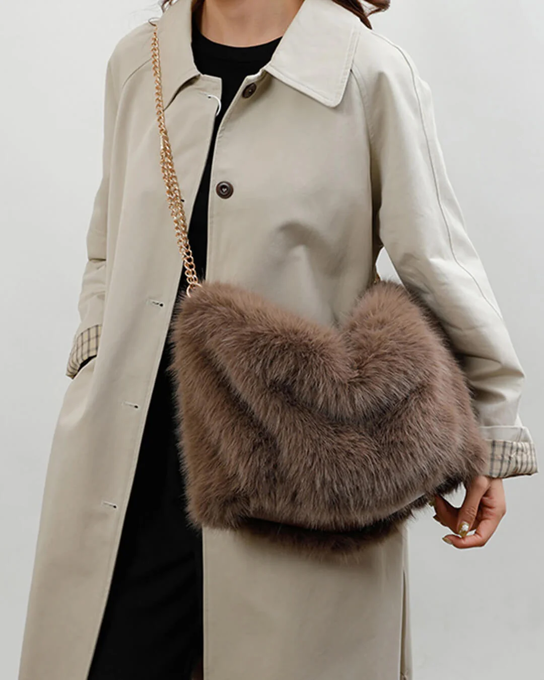 Loreen Faux Fur Tote Bag - Image 3