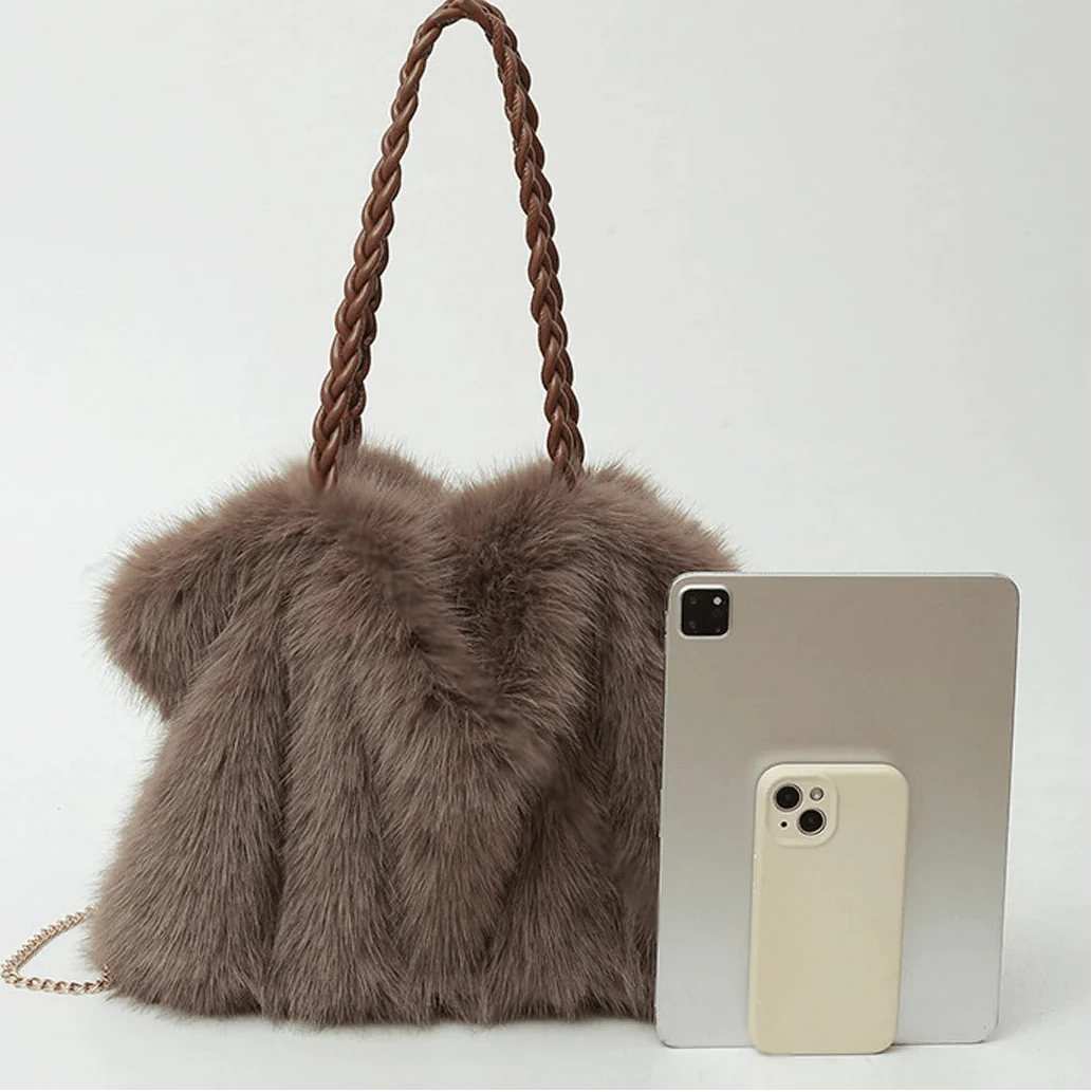 Loreen Faux Fur Tote Bag - Image 4