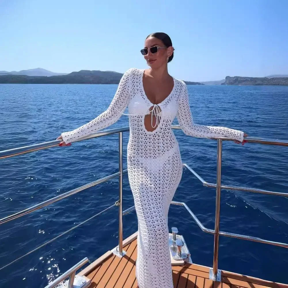 Lori Hollow Out Crochet Beach Dress - Image 4