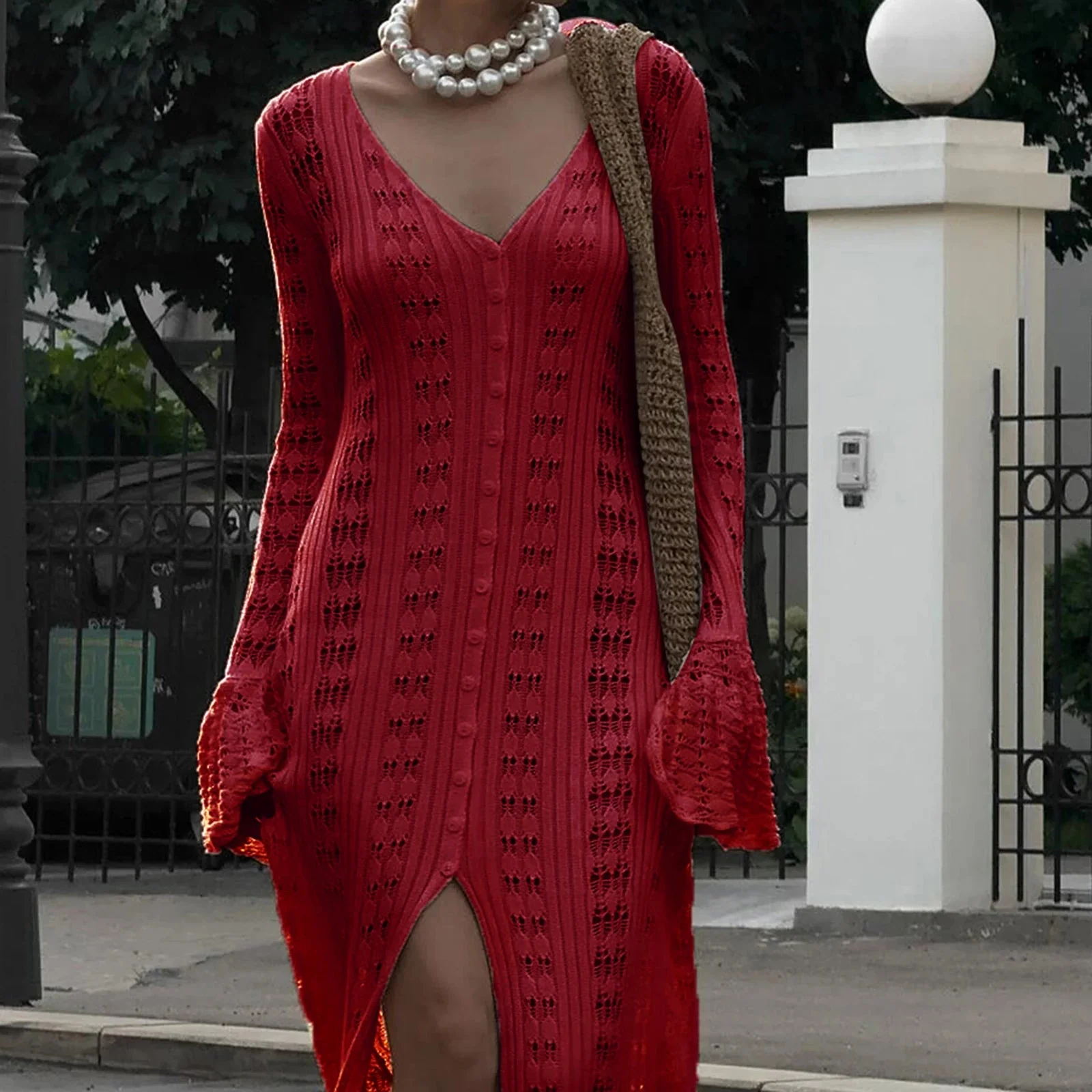 Lyra Hollow Out Knit Cardigan Dress - Image 5
