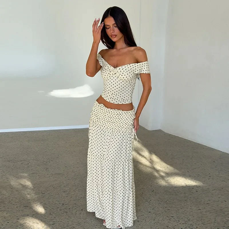Maisie Off-Shoulder Crop Top Skirt Set