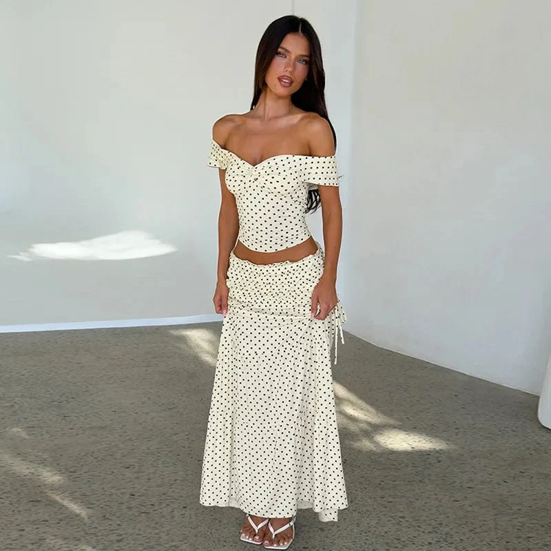 Maisie Off-Shoulder Crop Top Skirt Set - Image 4