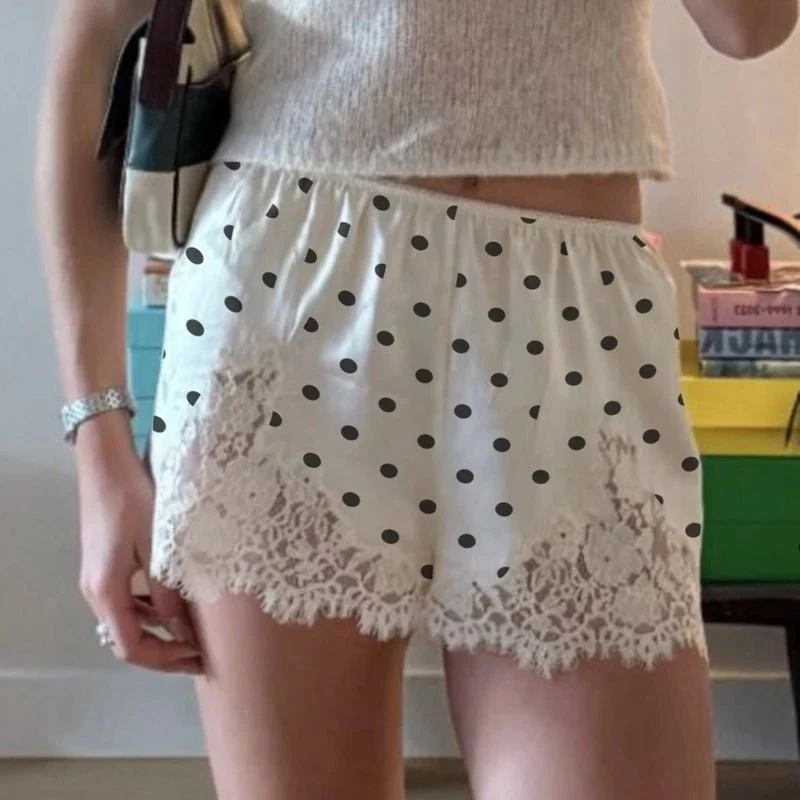 Margot Lace Polka Dot Satin Shorts - Image 2