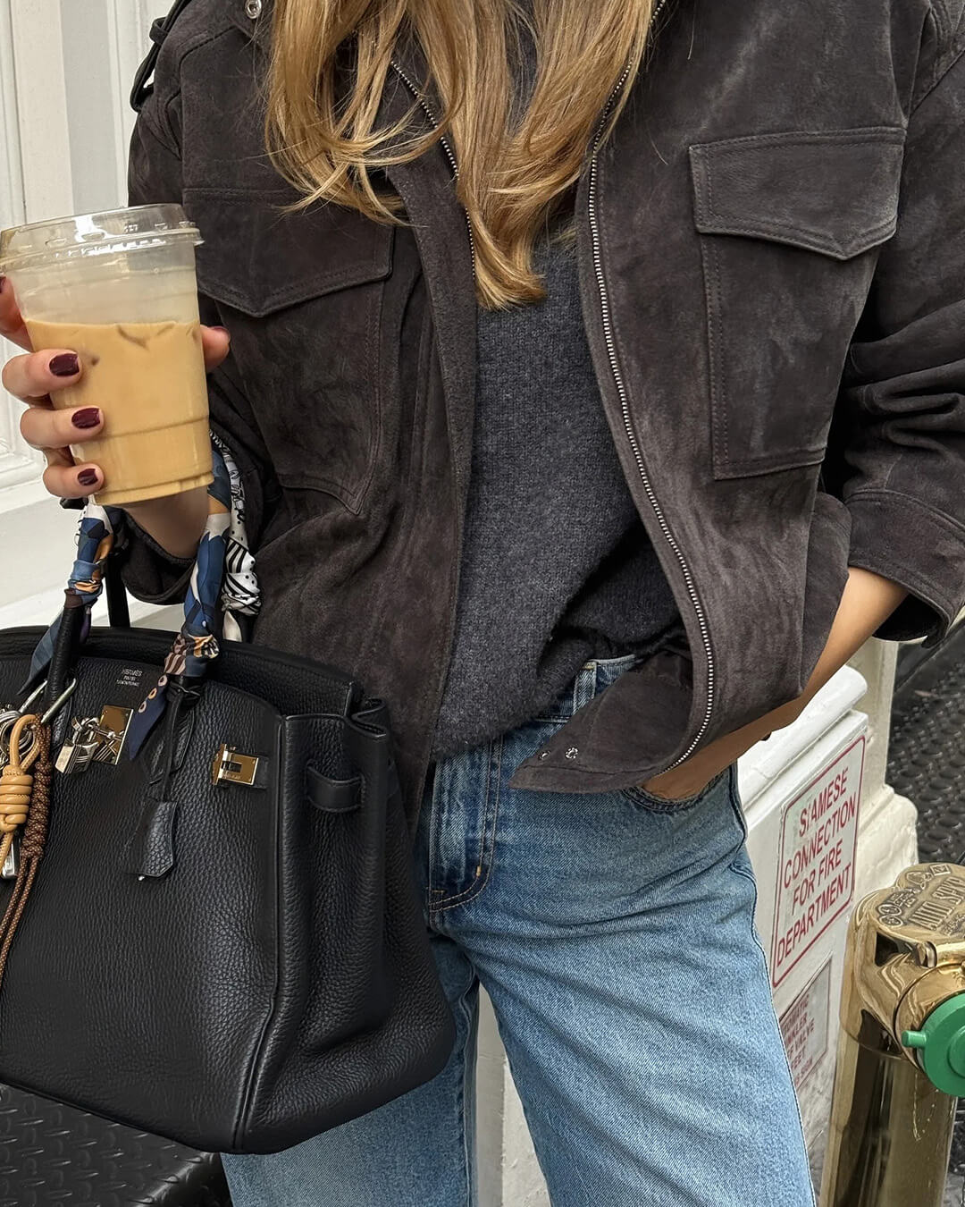 Marianne High Neck Suede Pocket Jacket - Image 3