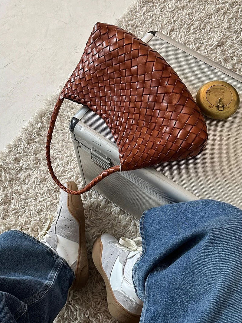 Marissa Vegan Leather Woven Bag Small - Image 4