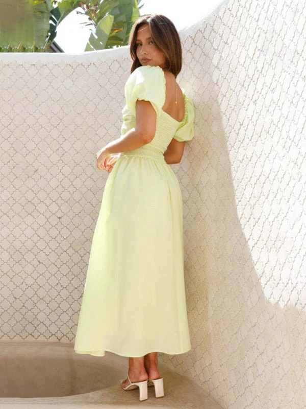 Maritoni Puff Sleeve Hollow Midi Dress - Image 3