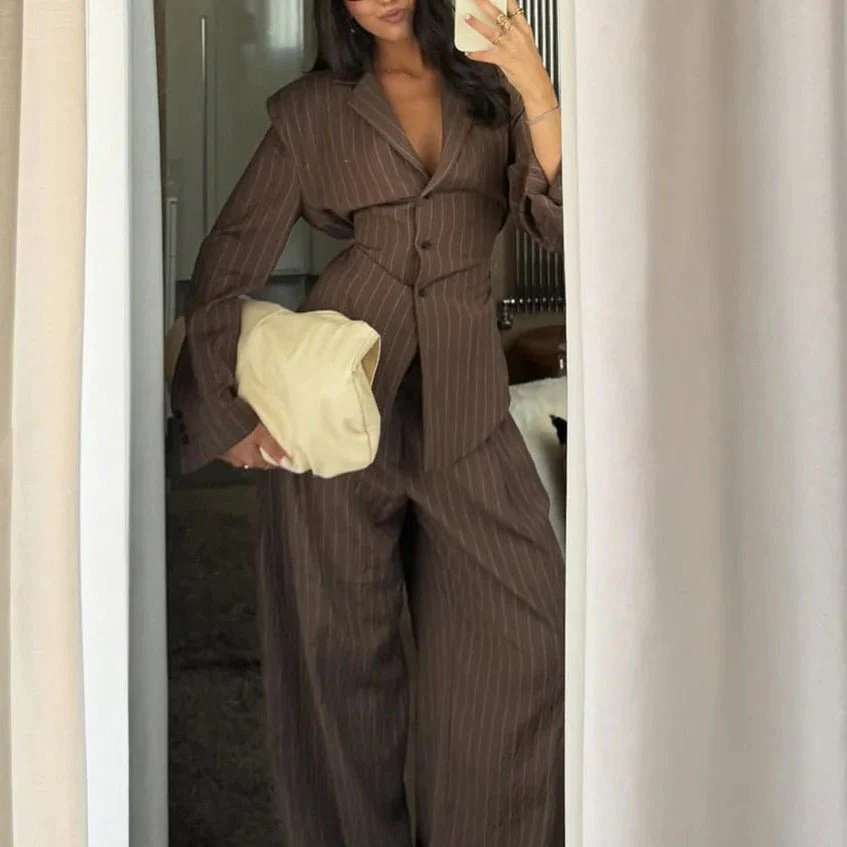Melanie Pinstripe Pant Suit - Image 3