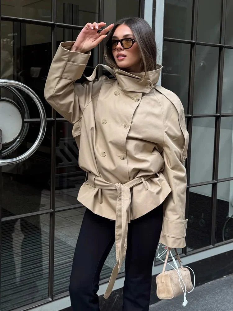 Melanie Stand Up Collar Short Trench Coat