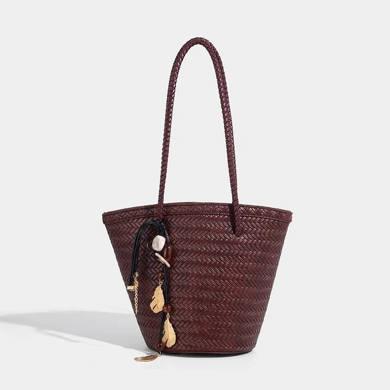 Meryl Woven Bucket Handbag with Pouch - Image 16