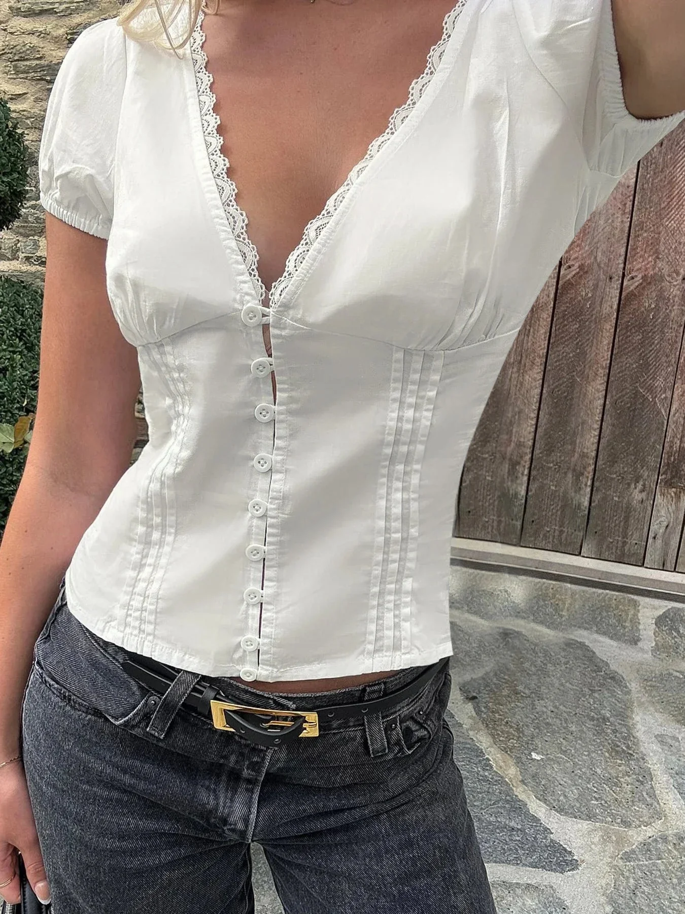 Mica Plunged Neck Blouse