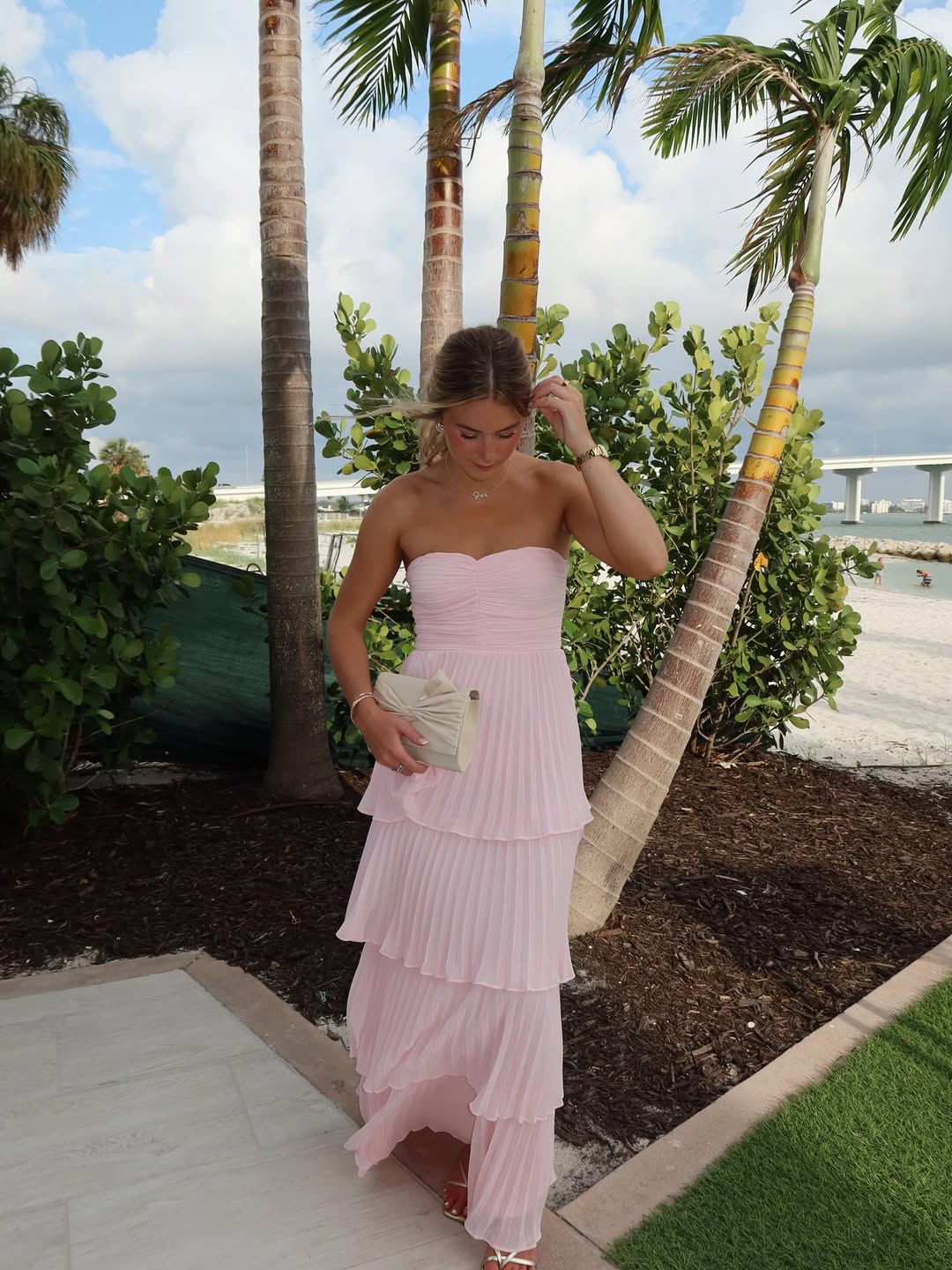 Michelle Strapless Pleated Tiered Maxi Dress - Image 5