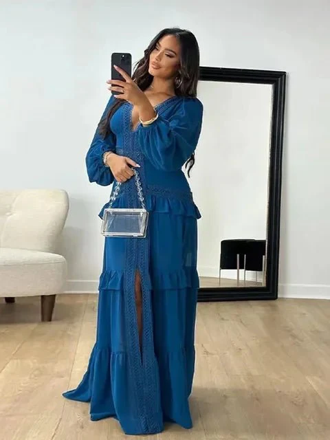 Molly Deep V-Neck Ruffle Maxi Dress - Image 6