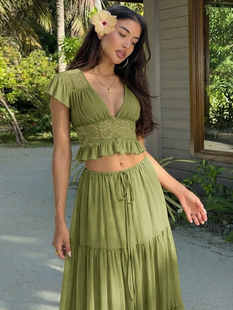 Morrigan Lace Chiffon Top & Skirt Set - Image 4