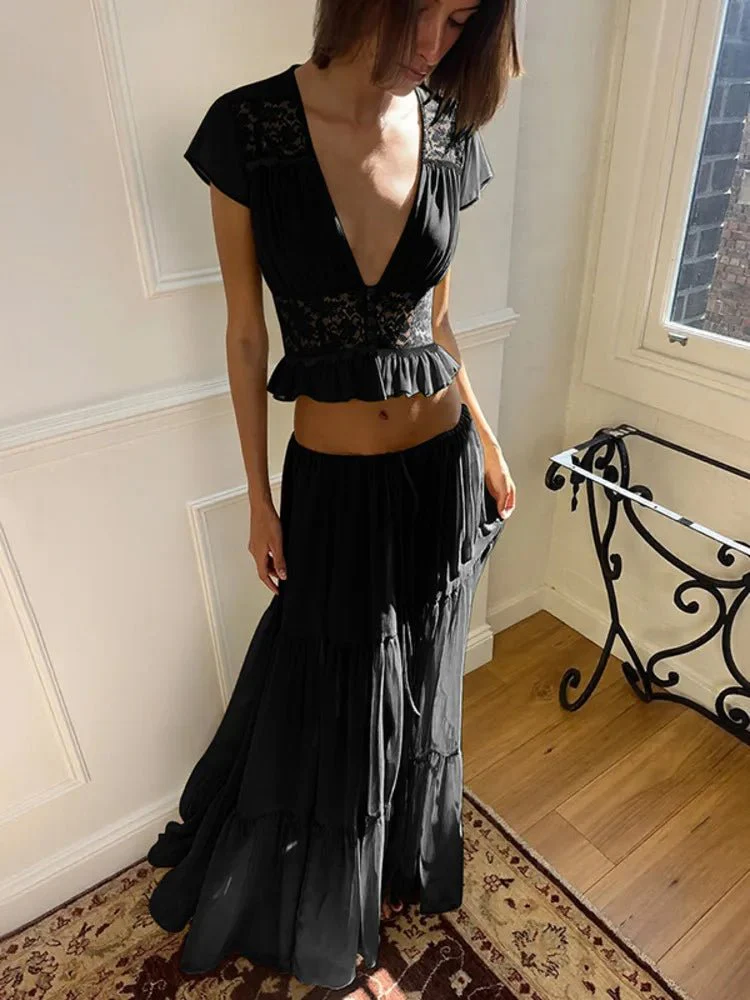Morrigan Lace Chiffon Top & Skirt Set - Image 6