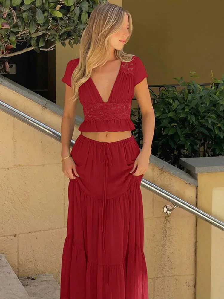 Morrigan Lace Chiffon Top & Skirt Set - Image 7