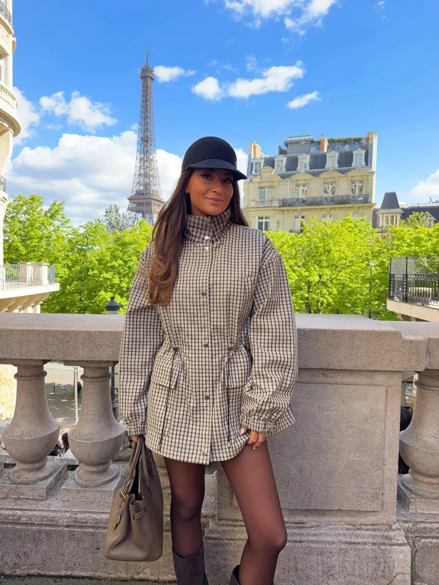 Myla Check Hooded Zip Jacket