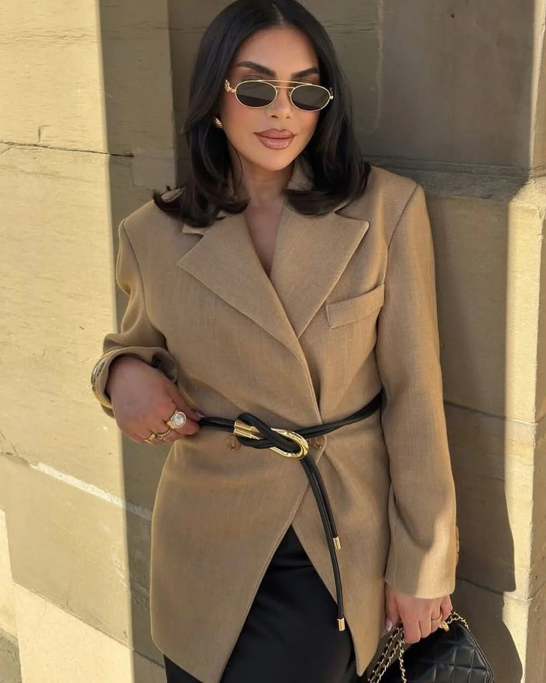 Myrna Notch Lapel Cinched Blazer