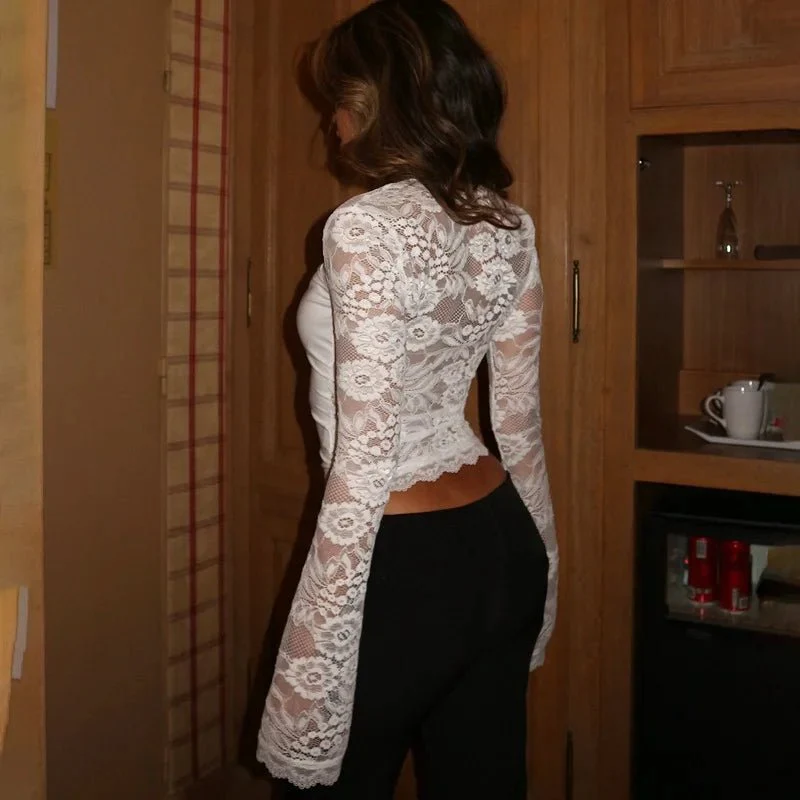 Nadine Lace Flare Sleeve Top - Image 3
