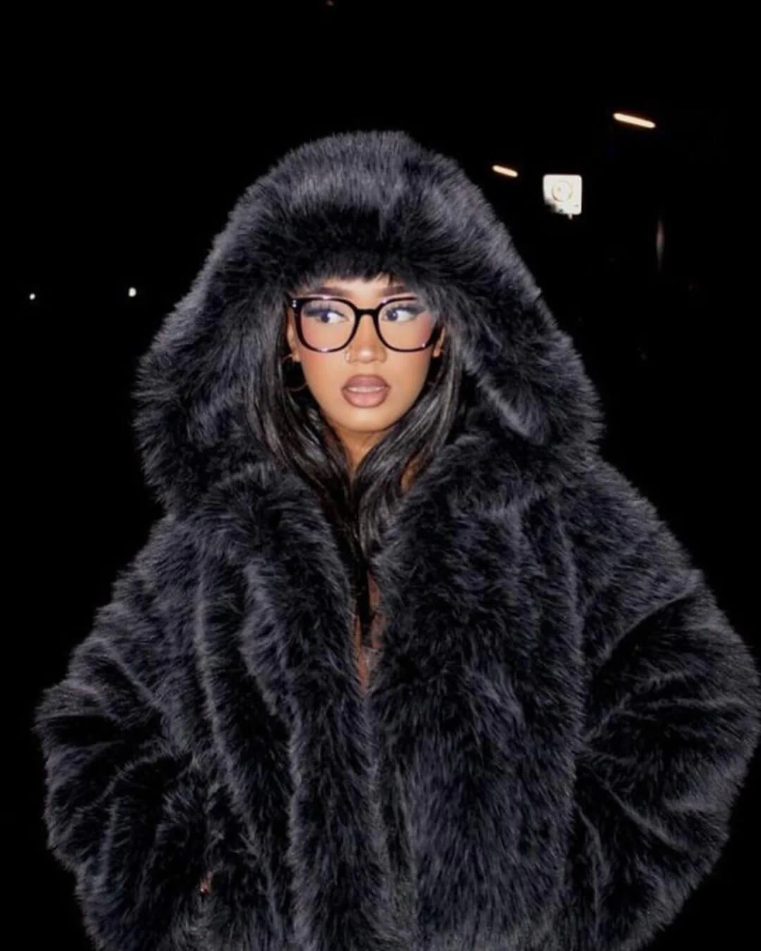 Nicki Hooded Faux Fur Coat - Image 6
