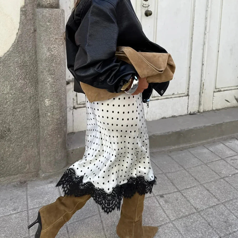 Nicky Retro Dots Lace Midi Skirt - Image 6