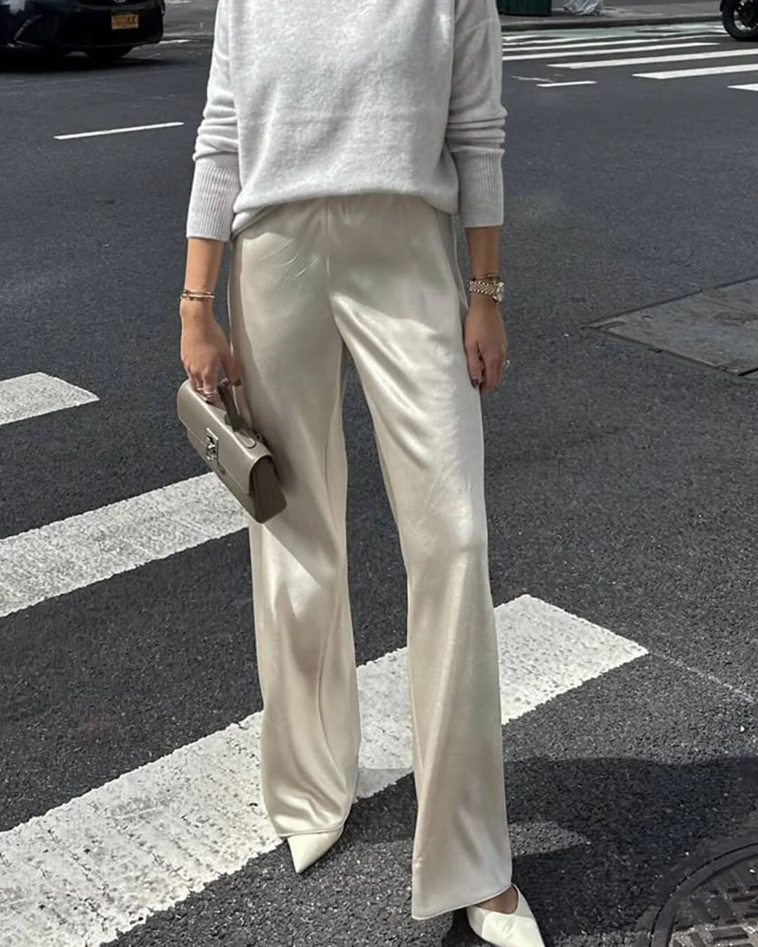 Norma High Waist Satin Wide Leg Trousers - Image 6