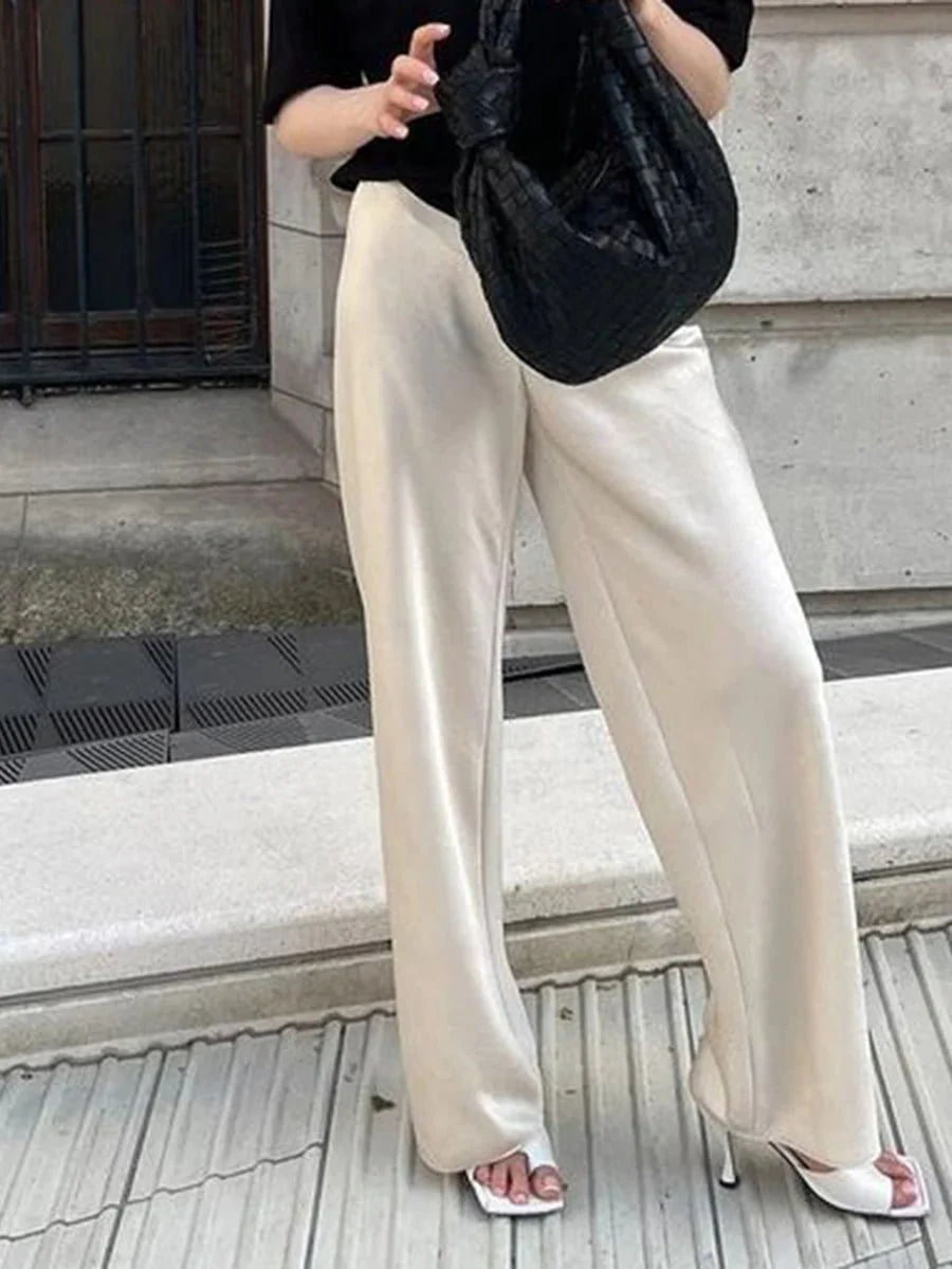 Norma High Waist Satin Wide Leg Trousers - Image 7