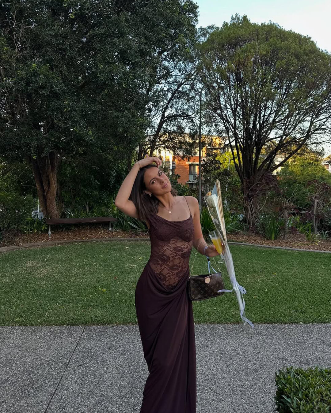 Olga One Shoulder Lace Maxi Dress - Image 11